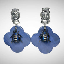 Load image into Gallery viewer, Denim-Blue Buffalo Horn with Lacquer Earrings