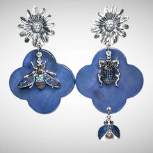 Load image into Gallery viewer, Denim-Blue Buffalo Horn with Lacquer Earrings