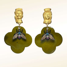 Load image into Gallery viewer, Olive Green Buffalo Horn with Lacquer Earrings