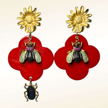 Load image into Gallery viewer, Scarlet Buffalo Horn with Lacquer Earrings