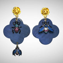 Load image into Gallery viewer, Denim-Blue Buffalo Horn with Lacquer Earrings