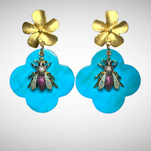 Load image into Gallery viewer, Baby Blue Buffalo Horn with Lacquer Earrings