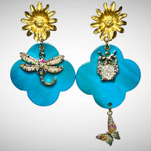 Load image into Gallery viewer, Baby Blue Buffalo Horn with Lacquer Earrings