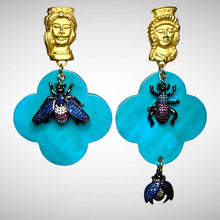 Load image into Gallery viewer, Baby Blue Buffalo Horn with Lacquer Earrings