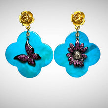 Load image into Gallery viewer, Baby Blue Buffalo Horn with Lacquer Earrings