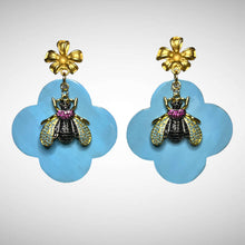 Load image into Gallery viewer, Sky Blue Buffalo Horn with Lacquer Earrings