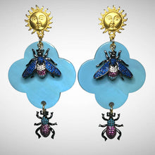 Load image into Gallery viewer, Sky Blue Buffalo Horn with Lacquer Earrings