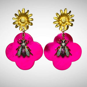 Hot Pink Buffalo Horn with Lacquer Earrings