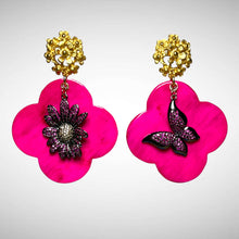 Load image into Gallery viewer, Hot Pink Buffalo Horn with Lacquer Earrings