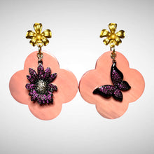 Load image into Gallery viewer, Pink Buffalo Horn with Lacquer Earrings