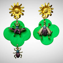 Load image into Gallery viewer, Green Buffalo Horn with Lacquer Earrings