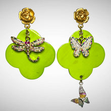 Load image into Gallery viewer, Lime Green Buffalo Horn with Lacquer Earrings