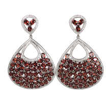 Load image into Gallery viewer, Faceted Rhodolite Garnet and Pave Earrings - DIDAJ